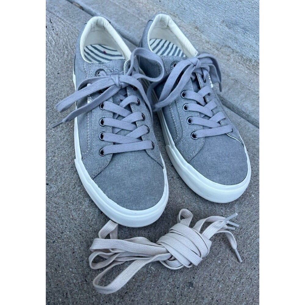 Taos Plim Soul Women's 7.5 Gray Canvas Lace-Up Sneakers - Picture 12 of 13